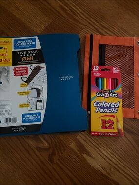 Five Star Blue Refillable Notebook Sleeve with Orange Pouch